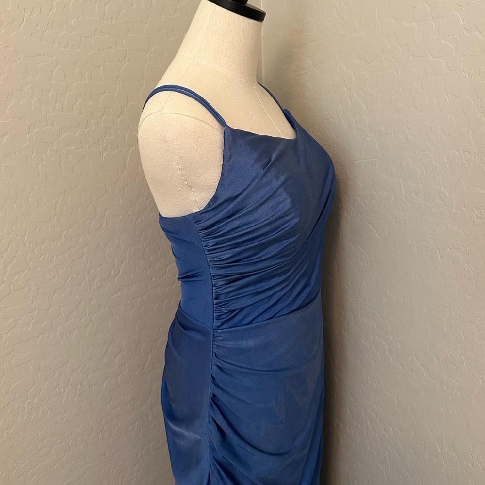 🔴FINAL CLEARANCE NEW JOVANI SZ 14 BLUE FRONT SLIT FORMAL EVENING GOWN DAMAGED - Picture 7 of 16